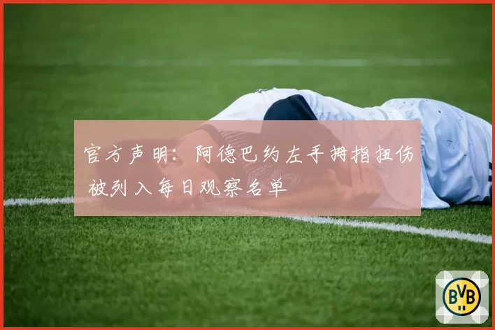 官方声明：阿德巴约左手拇指扭伤 被列入每日观察名单